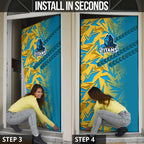 Gold Coast Titans Rugby Door Cover Fierce Mascot Geometric Tribal Art