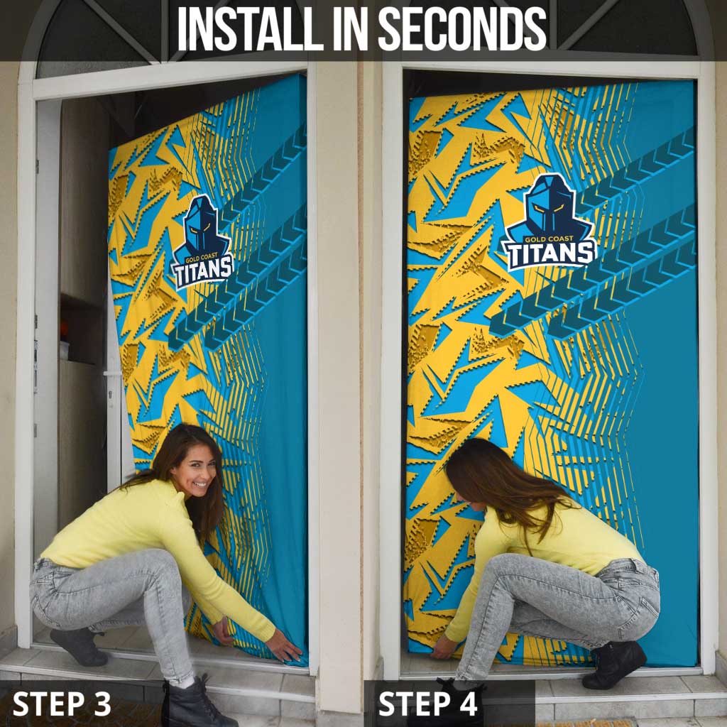 Gold Coast Titans Rugby Door Cover Fierce Mascot Geometric Tribal Art