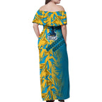 Gold Coast Titans Rugby Family Matching Off Shoulder Maxi Dress and Hawaiian Shirt Fierce Mascot Geometric Tribal Art