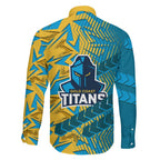 Gold Coast Titans Rugby Family Matching Puletasi and Hawaiian Shirt Fierce Mascot Geometric Tribal Art