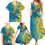Gold Coast Titans Rugby Family Matching Summer Maxi Dress and Hawaiian Shirt Fierce Mascot Geometric Tribal Art