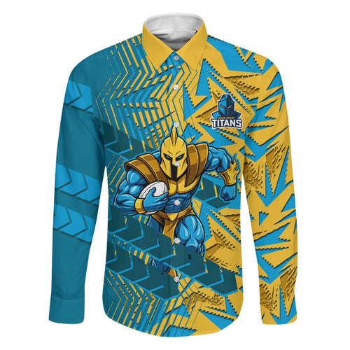 Gold Coast Titans Rugby Family Matching Tank Maxi Dress and Hawaiian Shirt Fierce Mascot Geometric Tribal Art