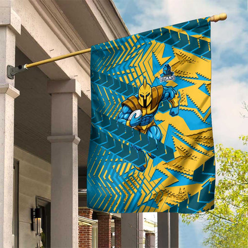 Gold Coast Titans Rugby Garden Flag Fierce Mascot Geometric Tribal Art