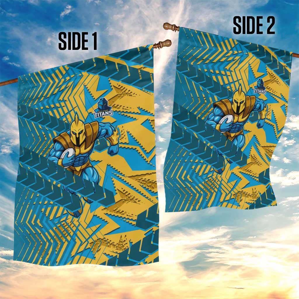 Gold Coast Titans Rugby Garden Flag Fierce Mascot Geometric Tribal Art