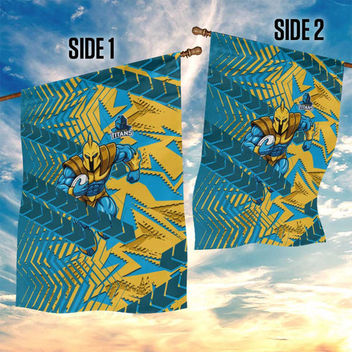 Gold Coast Titans Rugby Garden Flag Fierce Mascot Geometric Tribal Art