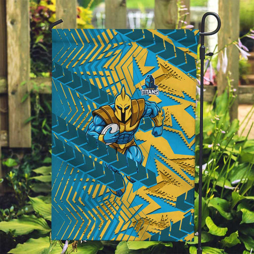 Gold Coast Titans Rugby Garden Flag Fierce Mascot Geometric Tribal Art