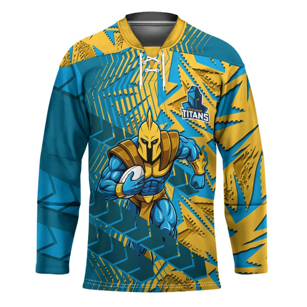 Gold Coast Titans Rugby Hockey Jersey Fierce Mascot Geometric Tribal Art