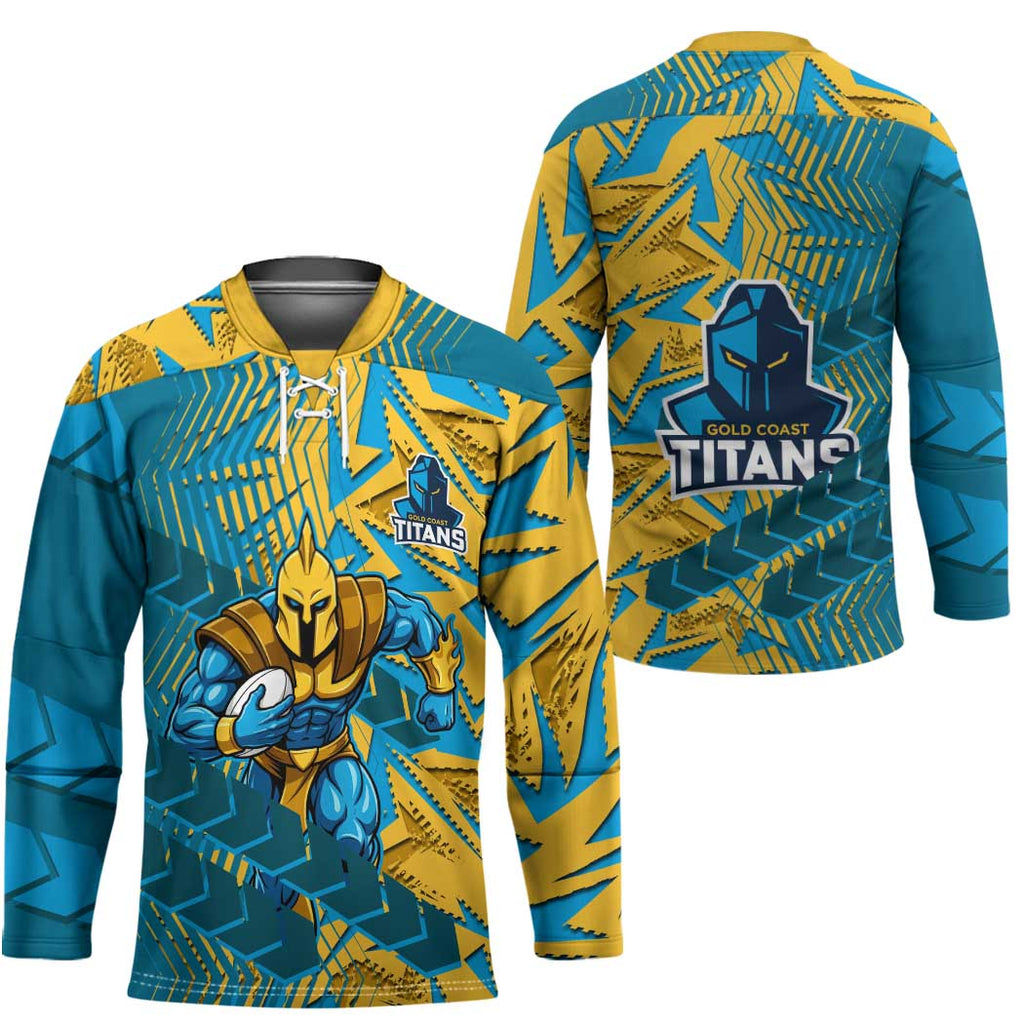 Gold Coast Titans Rugby Hockey Jersey Fierce Mascot Geometric Tribal Art