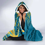 Gold Coast Titans Rugby Hooded Blanket Fierce Mascot Geometric Tribal Art