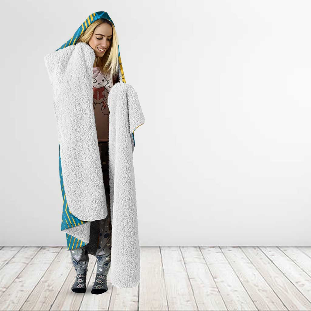 Gold Coast Titans Rugby Hooded Blanket Fierce Mascot Geometric Tribal Art