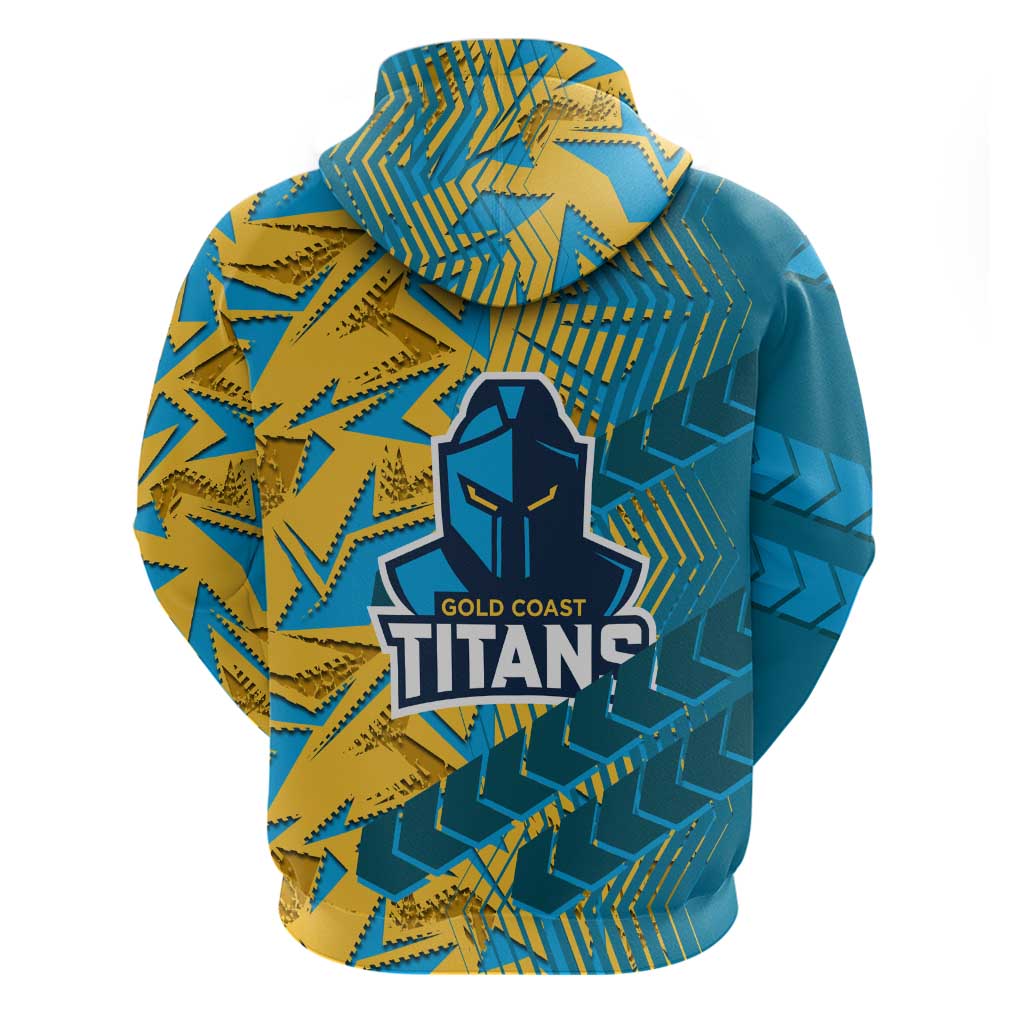 Gold Coast Titans Rugby Hoodie Fierce Mascot Geometric Tribal Art