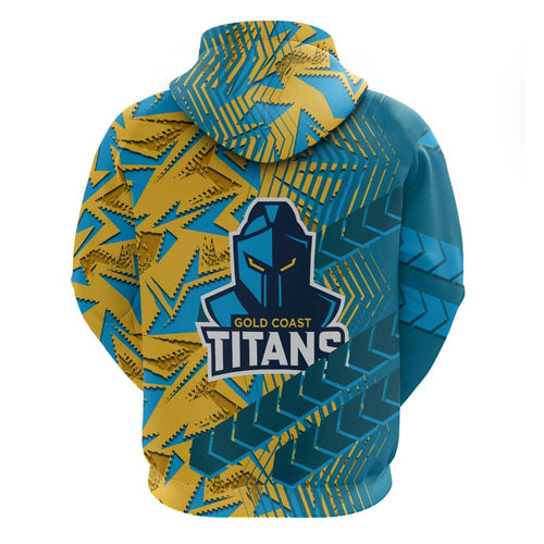 Gold Coast Titans Rugby Hoodie Fierce Mascot Geometric Tribal Art
