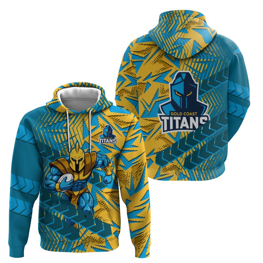Gold Coast Titans Rugby Hoodie Fierce Mascot Geometric Tribal Art
