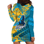 Gold Coast Titans Rugby Hoodie Dress Fierce Mascot Geometric Tribal Art