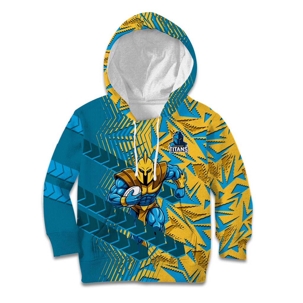 Gold Coast Titans Rugby Kid Hoodie Fierce Mascot Geometric Tribal Art