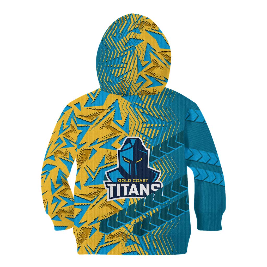 Gold Coast Titans Rugby Kid Hoodie Fierce Mascot Geometric Tribal Art