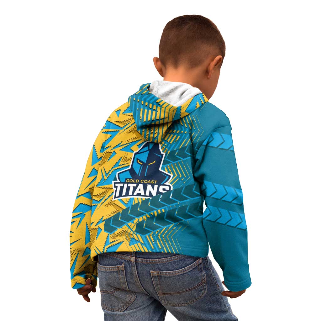 Gold Coast Titans Rugby Kid Hoodie Fierce Mascot Geometric Tribal Art