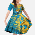 Gold Coast Titans Rugby Kid Short Sleeve Dress Fierce Mascot Geometric Tribal Art