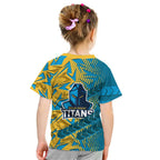 Gold Coast Titans Rugby Kid T Shirt Fierce Mascot Geometric Tribal Art