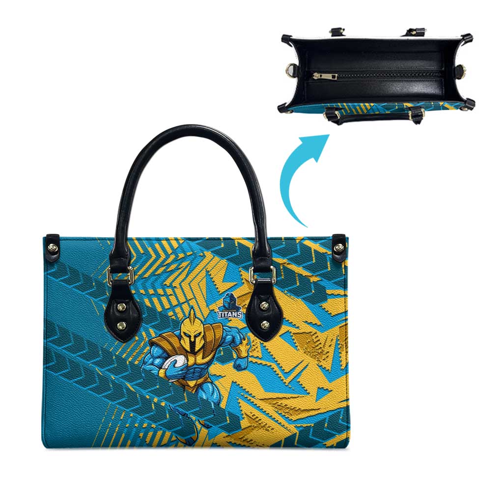 Gold Coast Titans Rugby Leather Bag Fierce Mascot Geometric Tribal Art