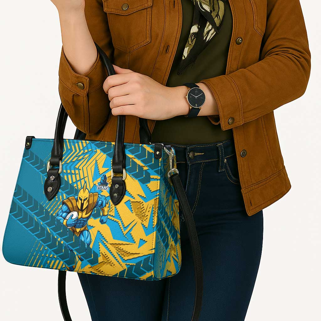 Gold Coast Titans Rugby Leather Bag Fierce Mascot Geometric Tribal Art
