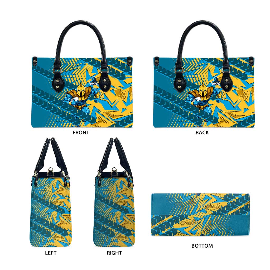 Gold Coast Titans Rugby Leather Bag Fierce Mascot Geometric Tribal Art