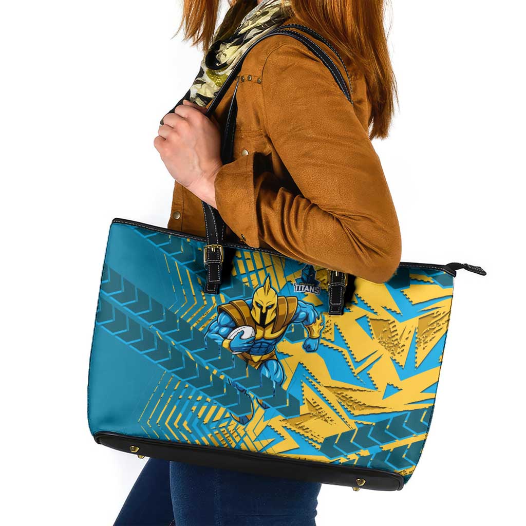 Gold Coast Titans Rugby Leather Tote Bag Fierce Mascot Geometric Tribal Art