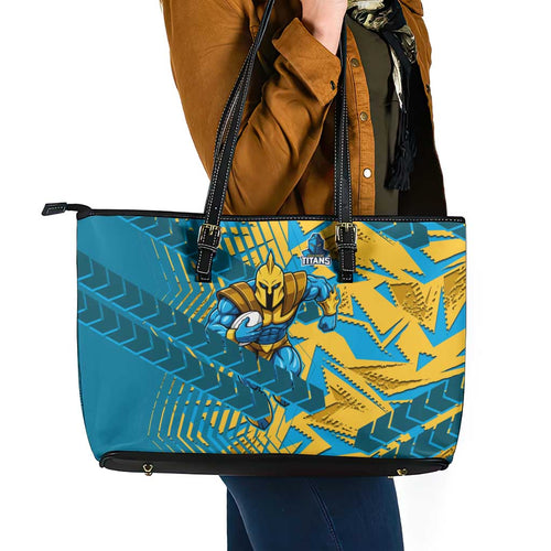 Gold Coast Titans Rugby Leather Tote Bag Fierce Mascot Geometric Tribal Art