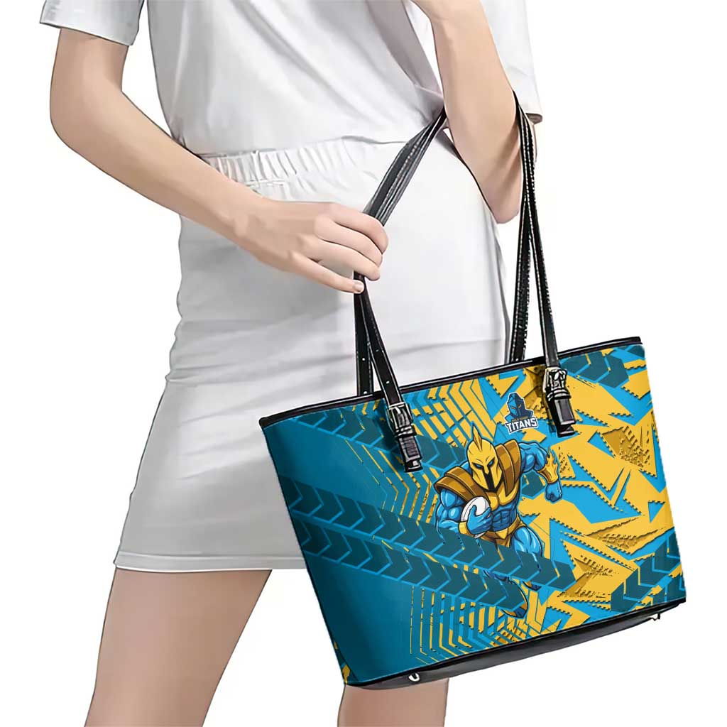 Gold Coast Titans Rugby Leather Tote Bag Fierce Mascot Geometric Tribal Art