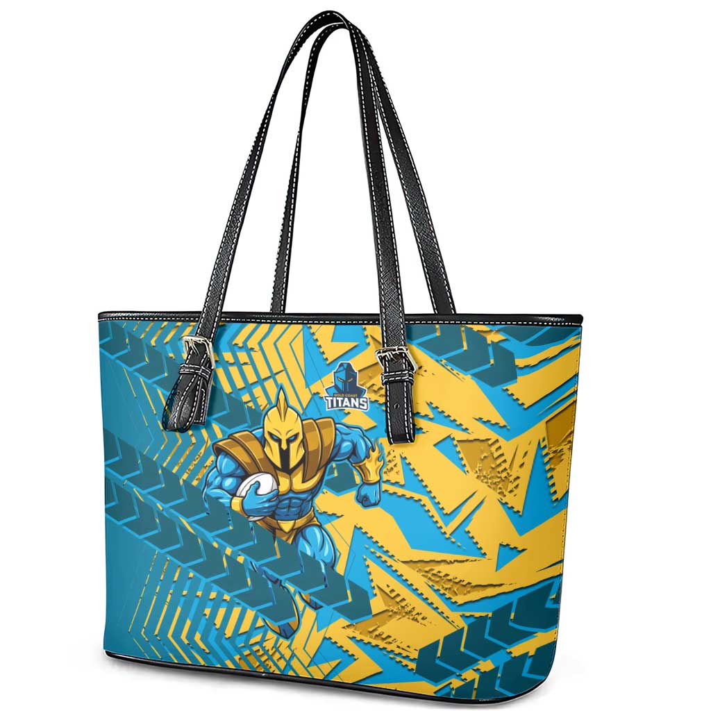 Gold Coast Titans Rugby Leather Tote Bag Fierce Mascot Geometric Tribal Art