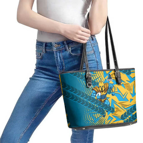 Gold Coast Titans Rugby Leather Tote Bag Fierce Mascot Geometric Tribal Art