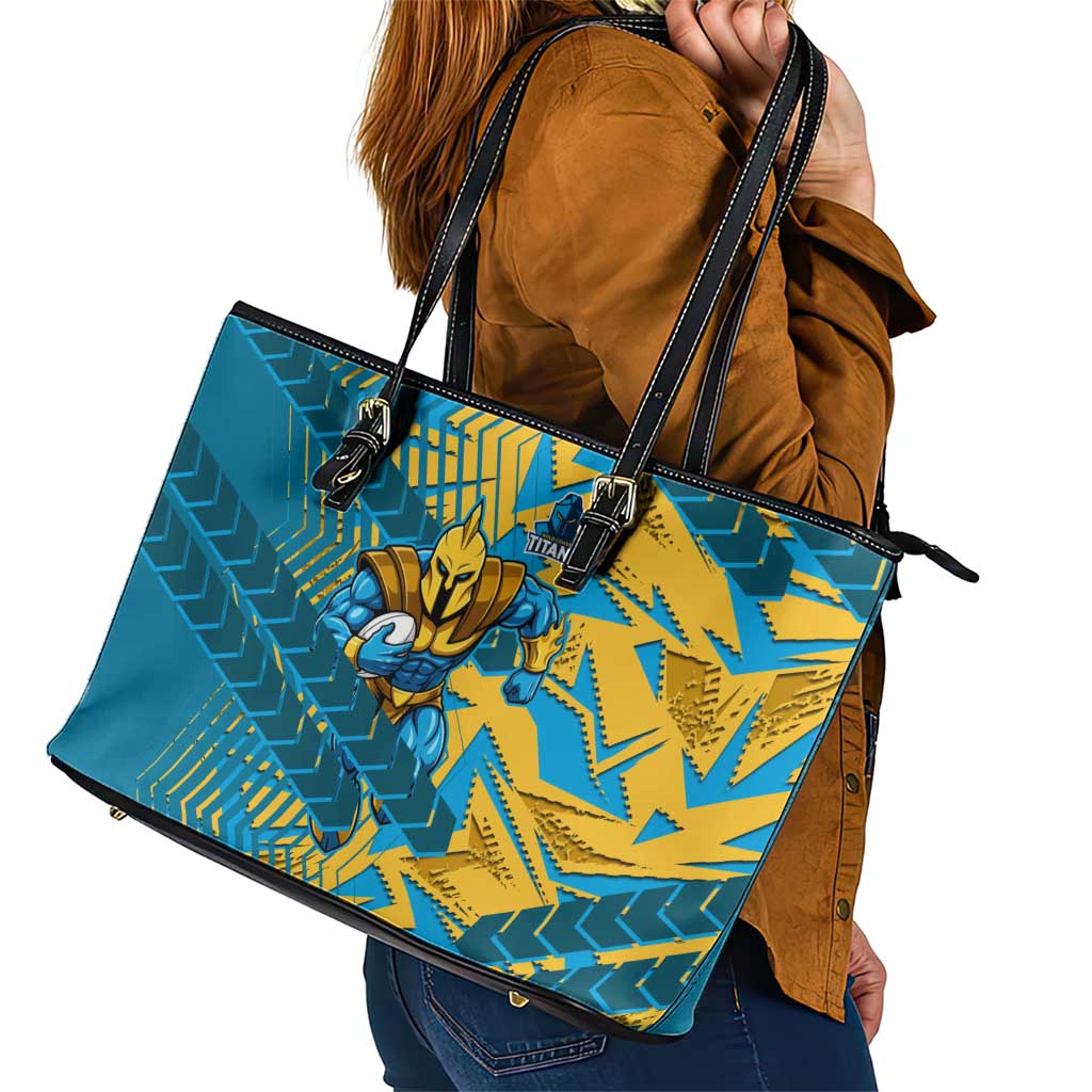 Gold Coast Titans Rugby Leather Tote Bag Fierce Mascot Geometric Tribal Art