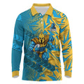 Gold Coast Titans Rugby Long Sleeve Polo Shirt Fierce Mascot Geometric Tribal Art