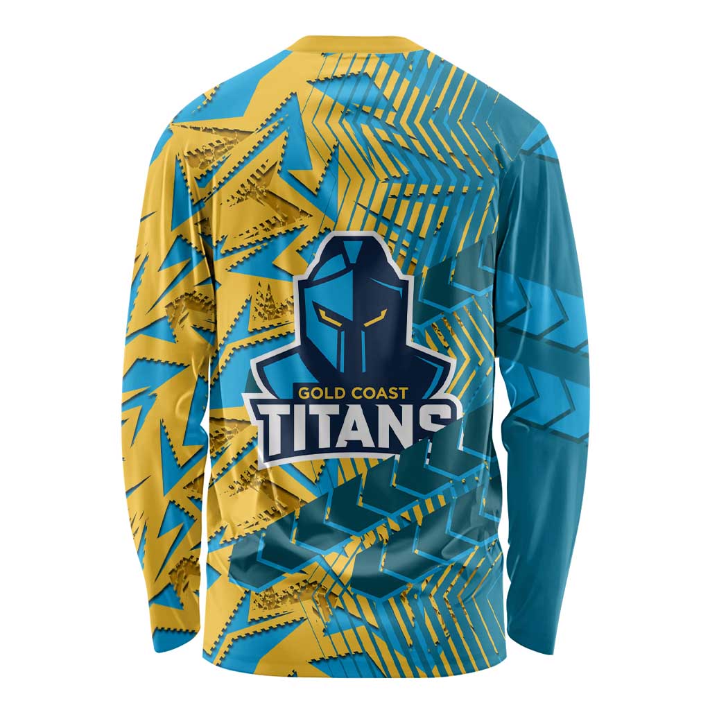 Gold Coast Titans Rugby Long Sleeve Shirt Fierce Mascot Geometric Tribal Art