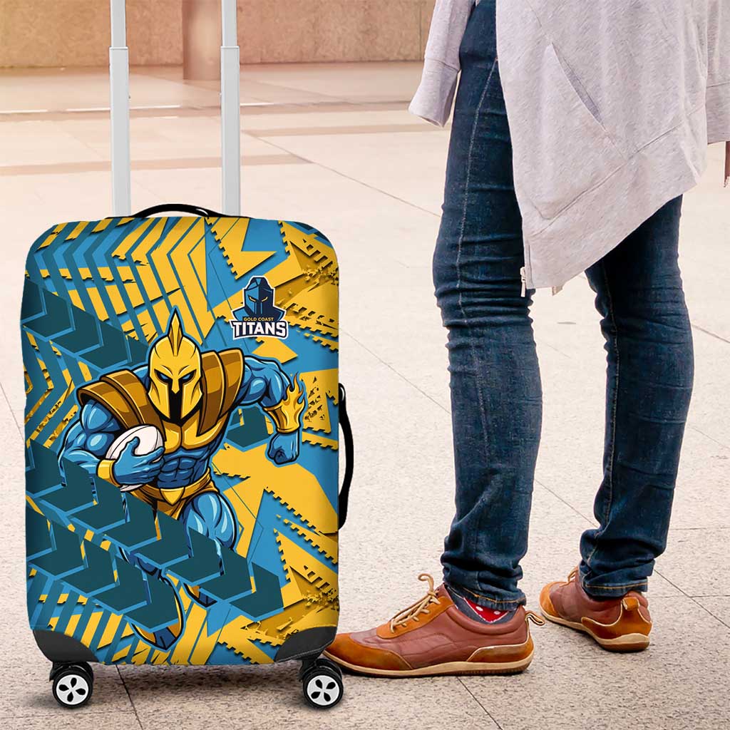 Gold Coast Titans Rugby Luggage Cover Fierce Mascot Geometric Tribal Art