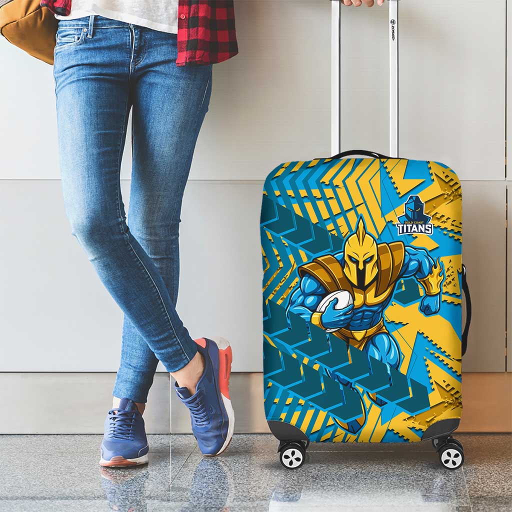 Gold Coast Titans Rugby Luggage Cover Fierce Mascot Geometric Tribal Art