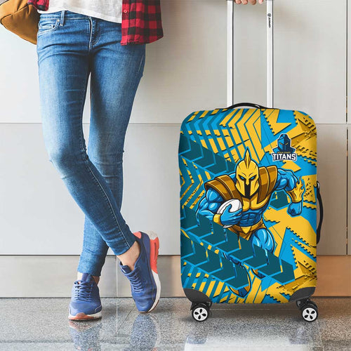 Gold Coast Titans Rugby Luggage Cover Fierce Mascot Geometric Tribal Art