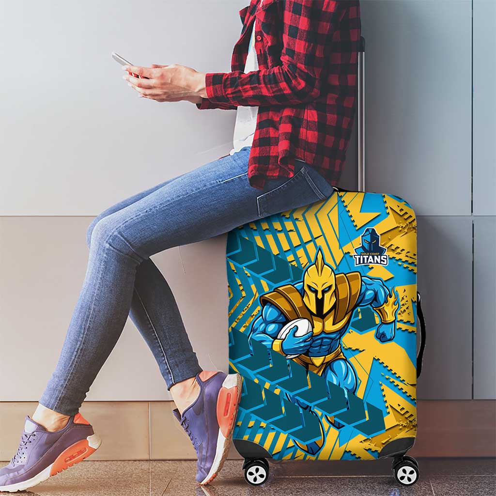 Gold Coast Titans Rugby Luggage Cover Fierce Mascot Geometric Tribal Art