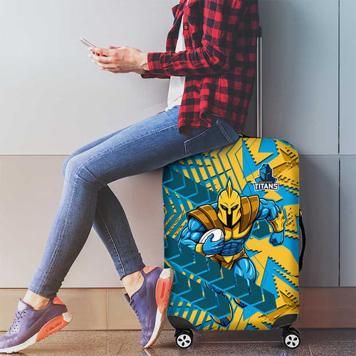 Gold Coast Titans Rugby Luggage Cover Fierce Mascot Geometric Tribal Art