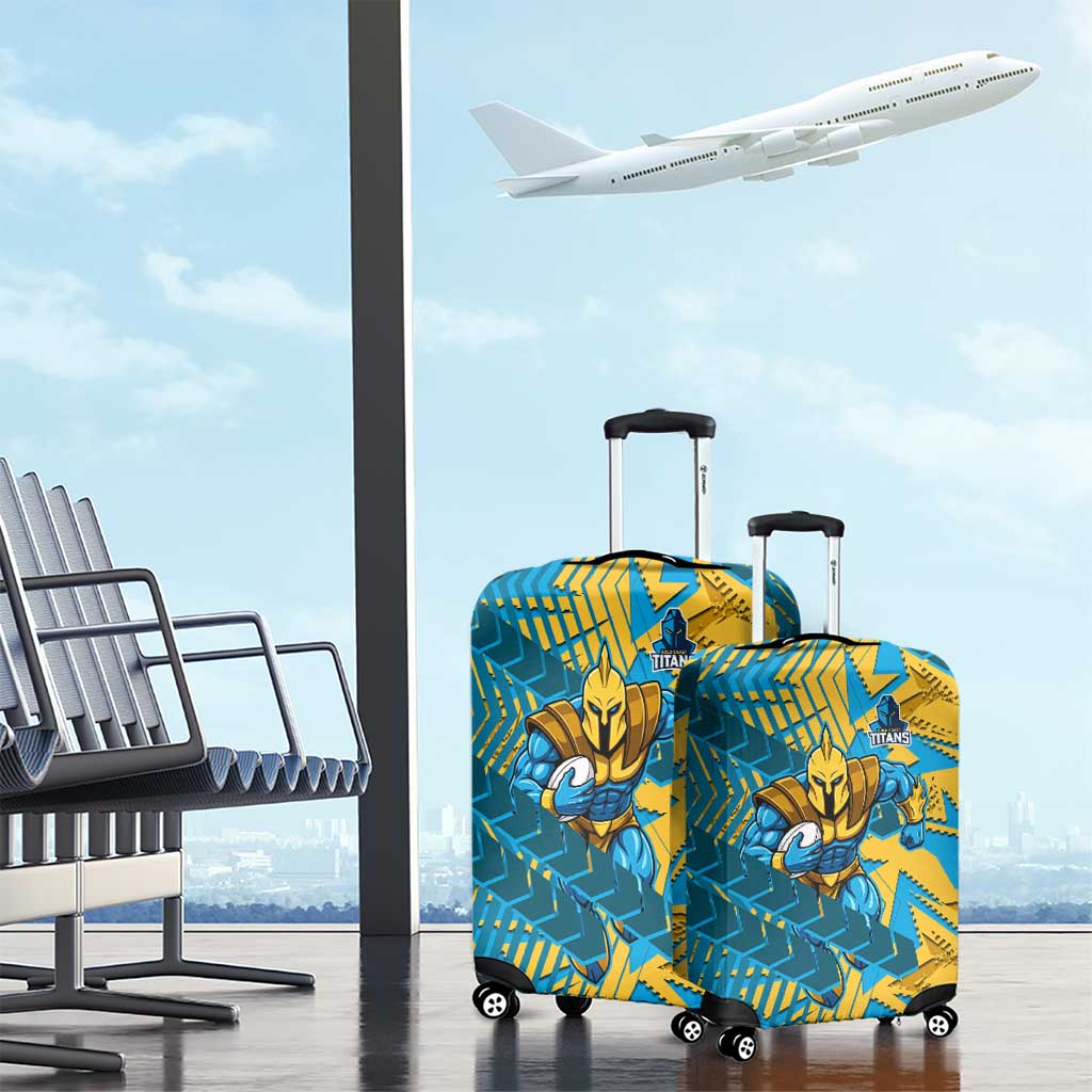 Gold Coast Titans Rugby Luggage Cover Fierce Mascot Geometric Tribal Art