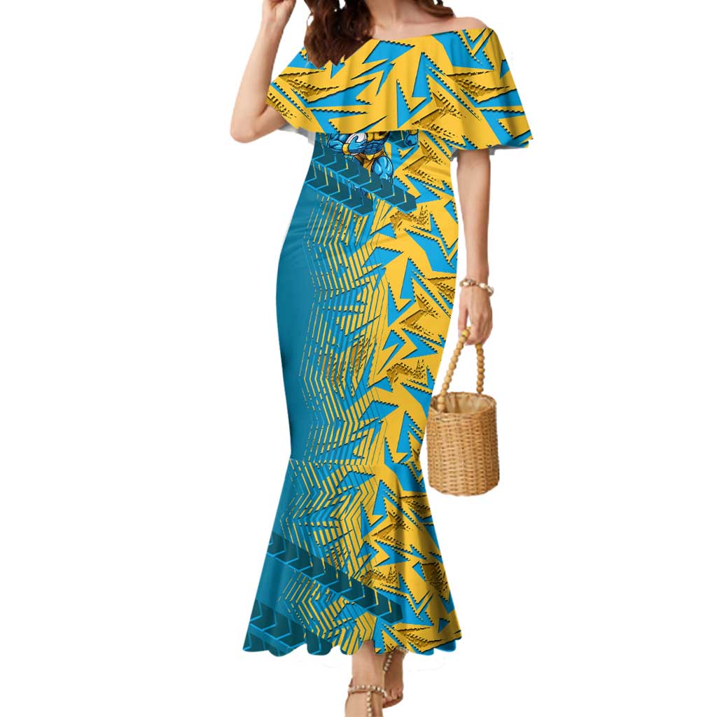 Gold Coast Titans Rugby Mermaid Dress Fierce Mascot Geometric Tribal Art