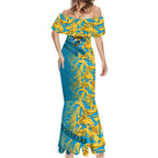 Gold Coast Titans Rugby Mermaid Dress Fierce Mascot Geometric Tribal Art