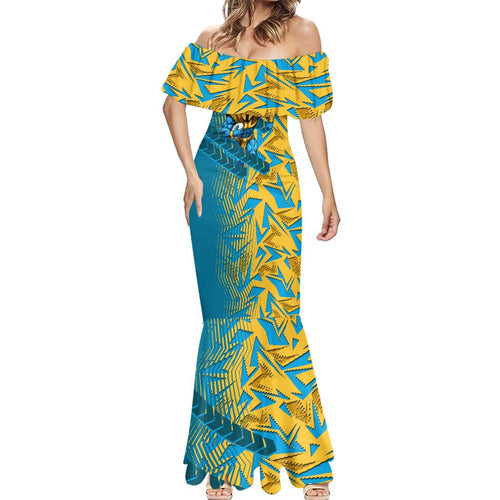 Gold Coast Titans Rugby Mermaid Dress Fierce Mascot Geometric Tribal Art