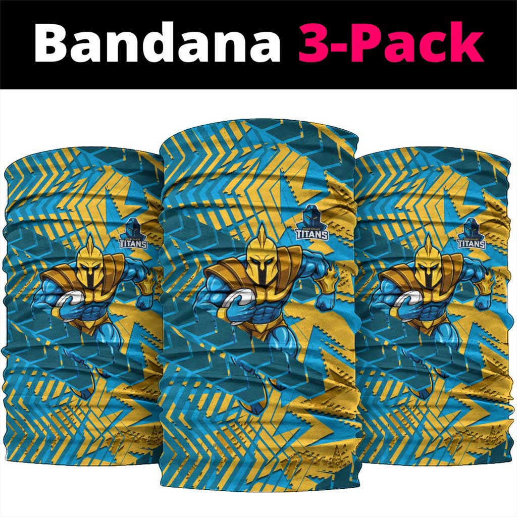 Gold Coast Titans Rugby Neck Gaiter Fierce Mascot Geometric Tribal Art