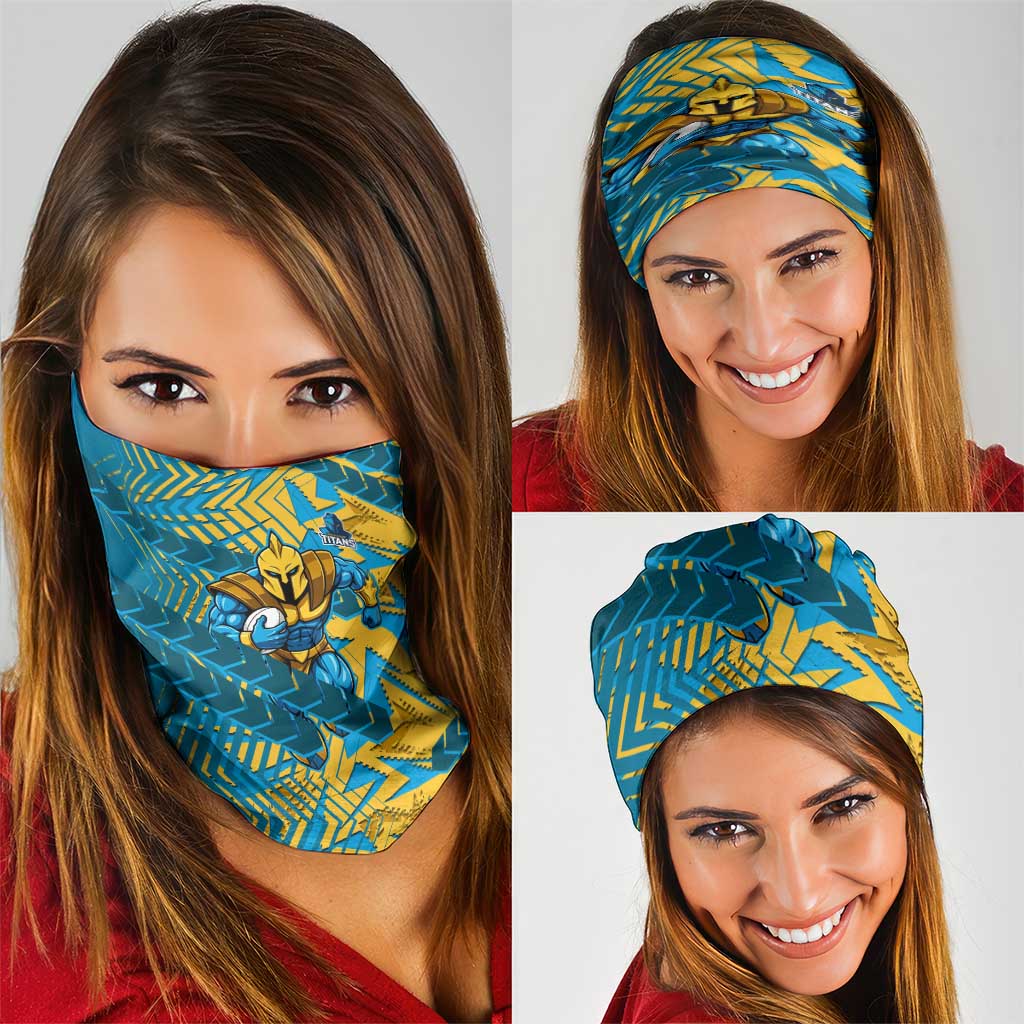 Gold Coast Titans Rugby Neck Gaiter Fierce Mascot Geometric Tribal Art
