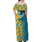 Gold Coast Titans Rugby Off Shoulder Maxi Dress Fierce Mascot Geometric Tribal Art