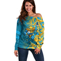 Gold Coast Titans Rugby Off Shoulder Sweater Fierce Mascot Geometric Tribal Art