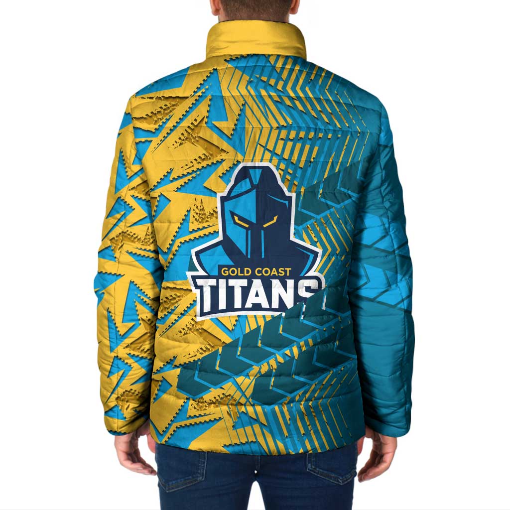 Gold Coast Titans Rugby Padded Jacket Fierce Mascot Geometric Tribal Art
