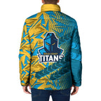 Gold Coast Titans Rugby Padded Jacket Fierce Mascot Geometric Tribal Art