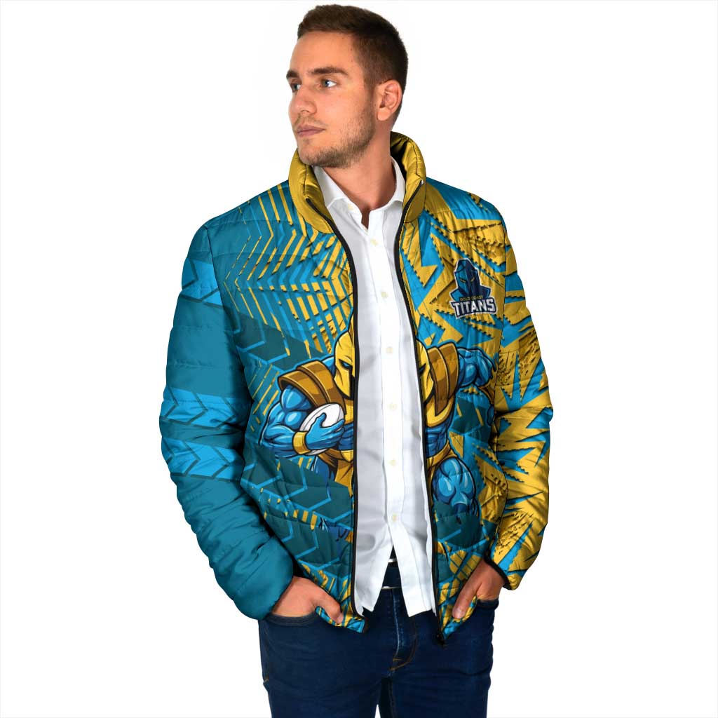 Gold Coast Titans Rugby Padded Jacket Fierce Mascot Geometric Tribal Art